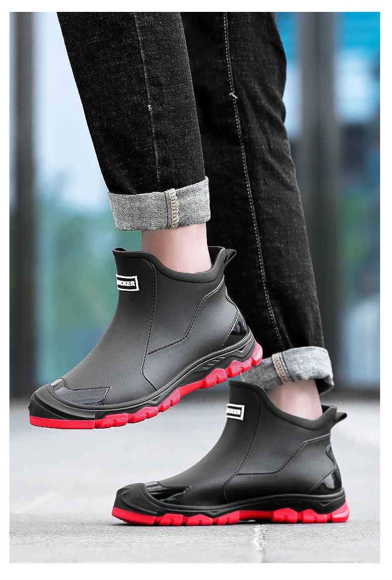 Men’s Waterproof Wear-Resistant Rubber Short Boots